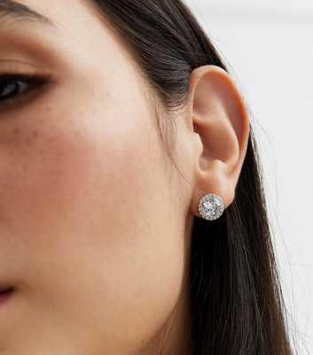 Crystal Cubic Zirconia Circle Stud Earrings