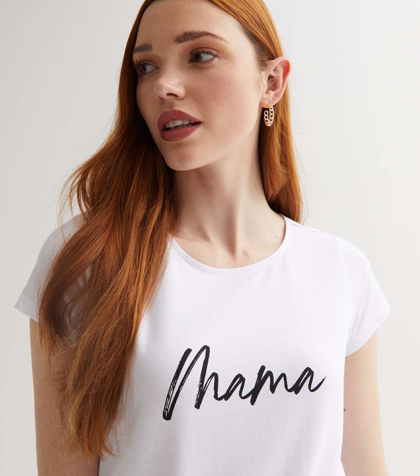 Maternity White Ruched Mama Logo T-Shirt Image 2