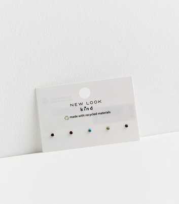 5 Pack Multicoloured Circle Diamanté Nose Studs