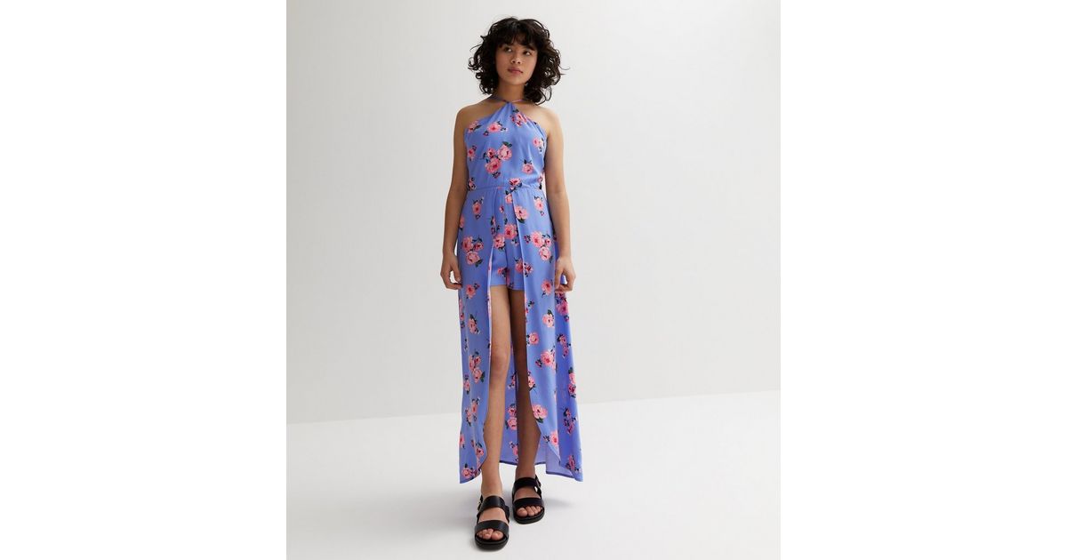 Nautinati Girls Floral Printed Halter Neck Playsuit main image 1