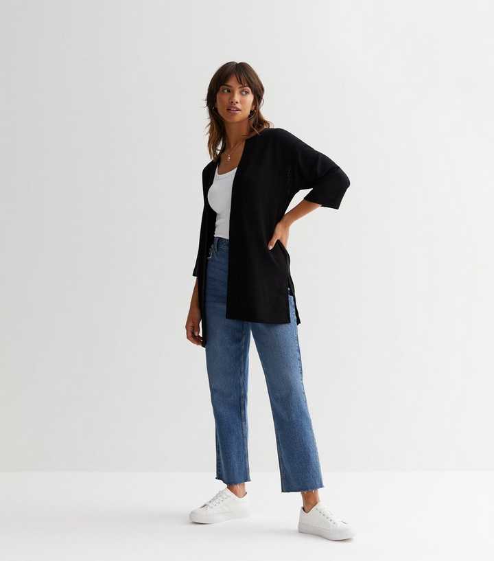 Black Texture Knit Long Cardigan | New Look