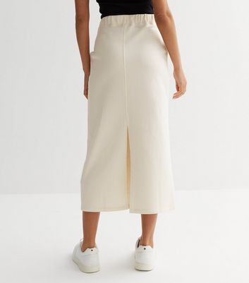 Petite Off White Jersey Seam Midi skirt New Look