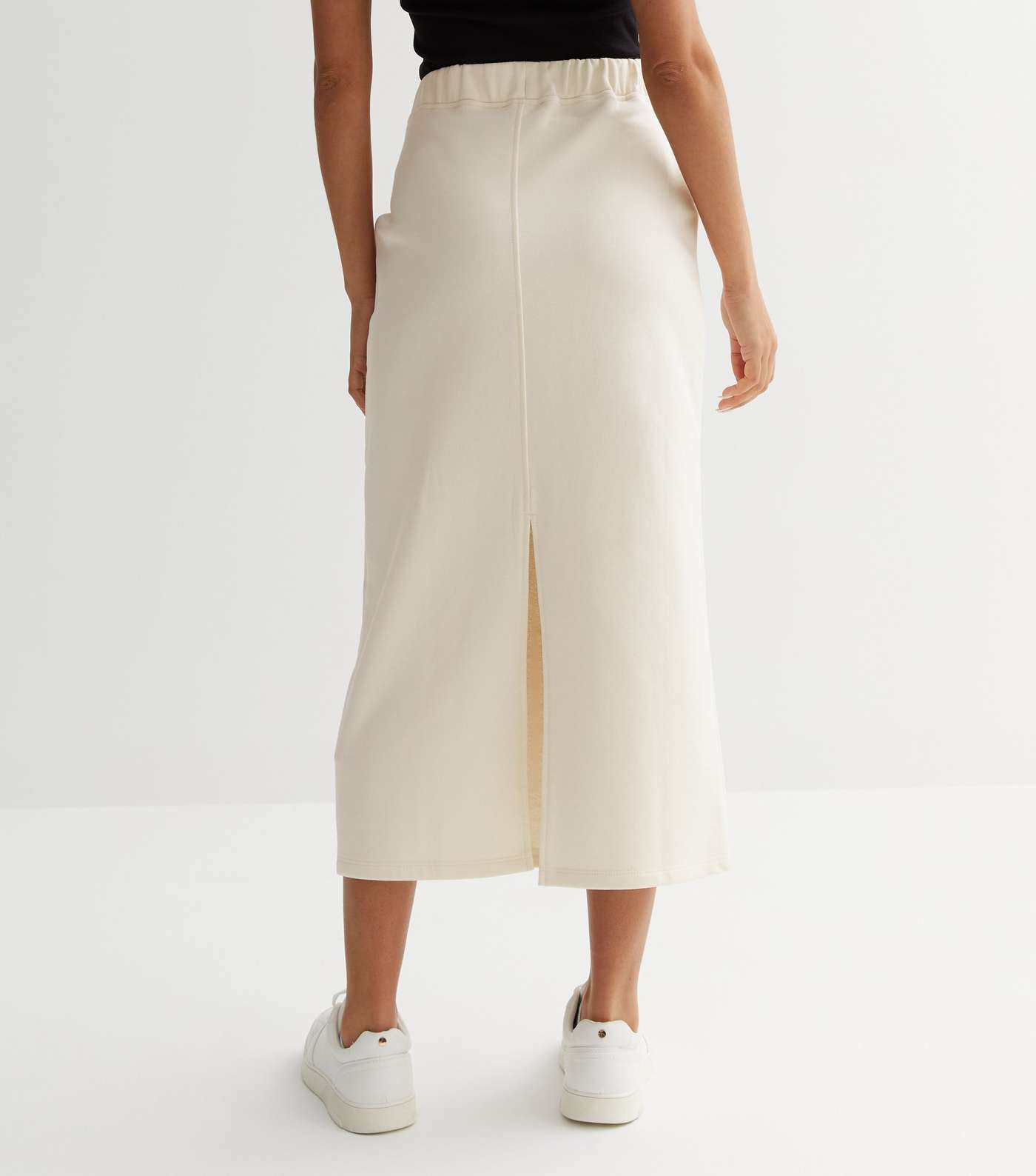 Petite Off White Jersey Seam Midi skirt Image 4