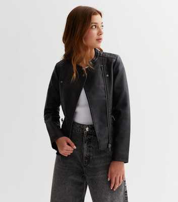 Girls Kids Only Black Leather-Look Biker Jacket