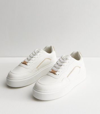 New look best sale white platform trainers