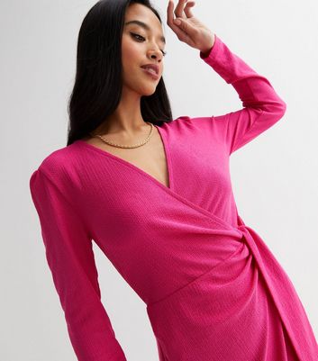 Womens pink hot sale wrap dress