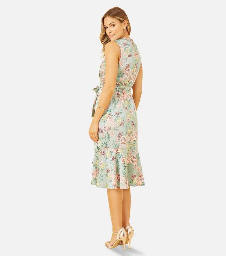 Midi Dress Sleeveless Faux Wrap Dress Sleeveless Faux Wrap Midi