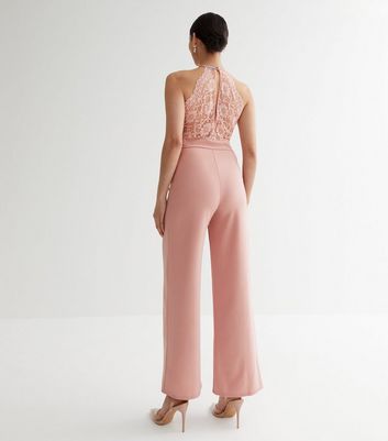 Pink and white outlet jumpsuit