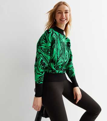 Blue Vanilla Green Marble High Neck Jumper