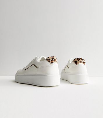 Womens white trainers with best sale leopard print