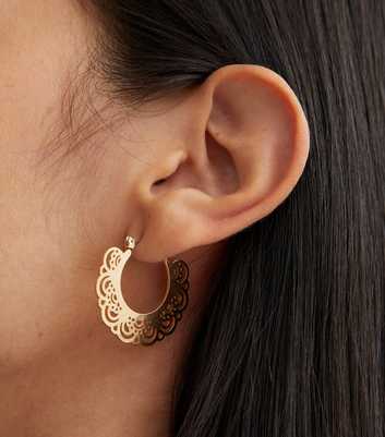 Gold Laser Cut Hoop Earrings