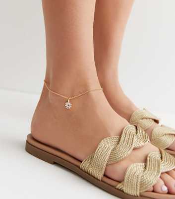 Gold Daisy Charm Chain Anklet