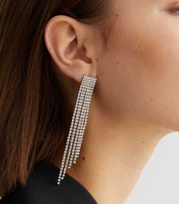 Crystal Diamanté Long Tassel Drop Earrings