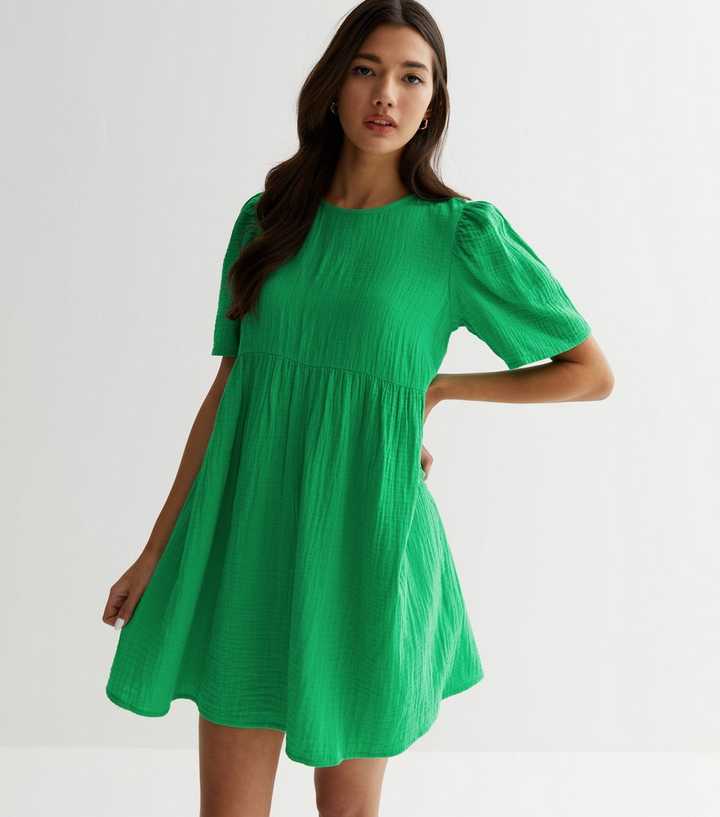 Green Cheesecloth Mini Smock Dress | New Look Green Cheesecloth Mini Smock Dress | New Look
