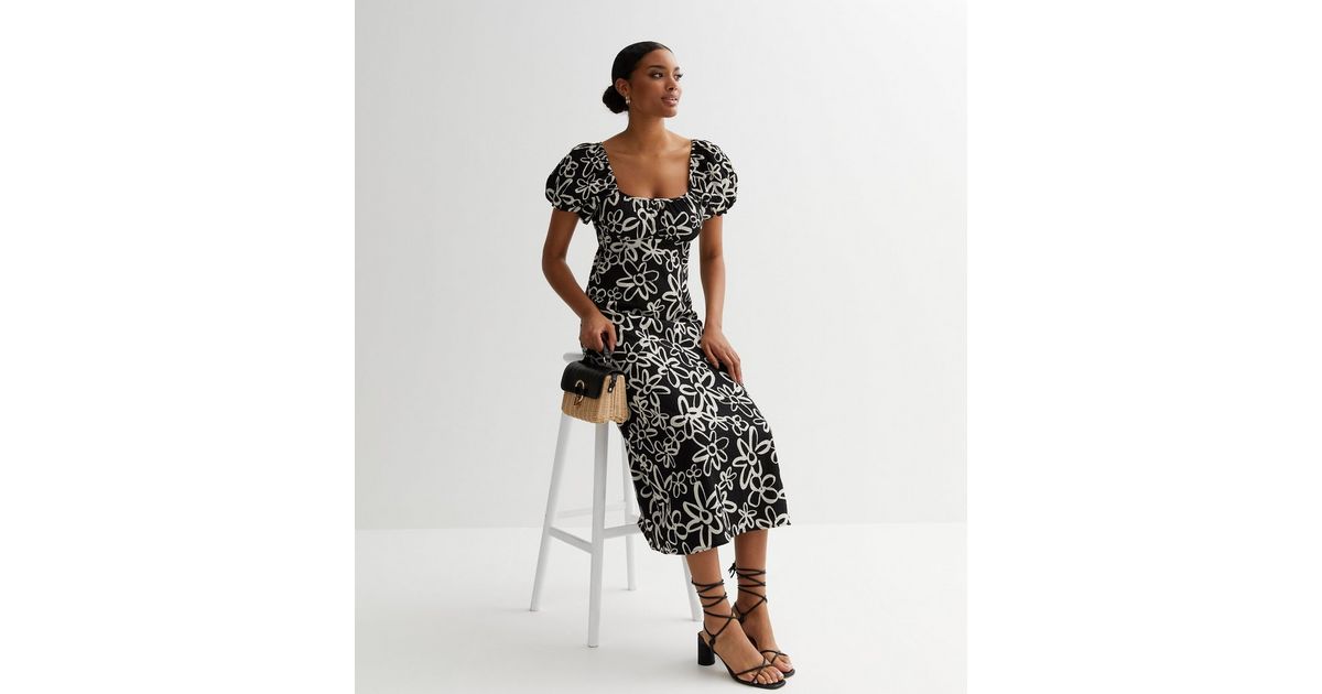 Soft Puff Sleeve Dress Black Floral main image 0