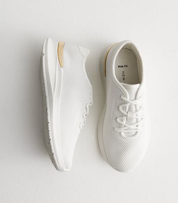 Ladies wide fit deals white trainers