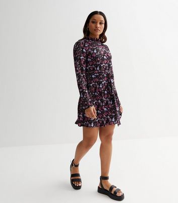 Black floral frill on sale dress