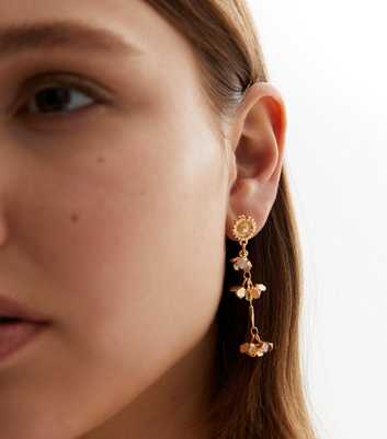 Gold Cluster Flower Drop Earrings
