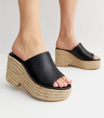 Black 2024 wedge mules