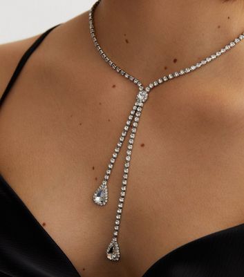 Silver shop diamante necklace