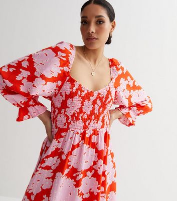 Red best sale floral maxi