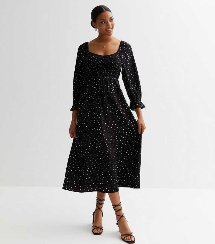 new look spot midi dress