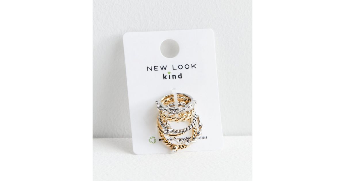 6 Pack Mixed Silver and Gold Metal Rings | New Look