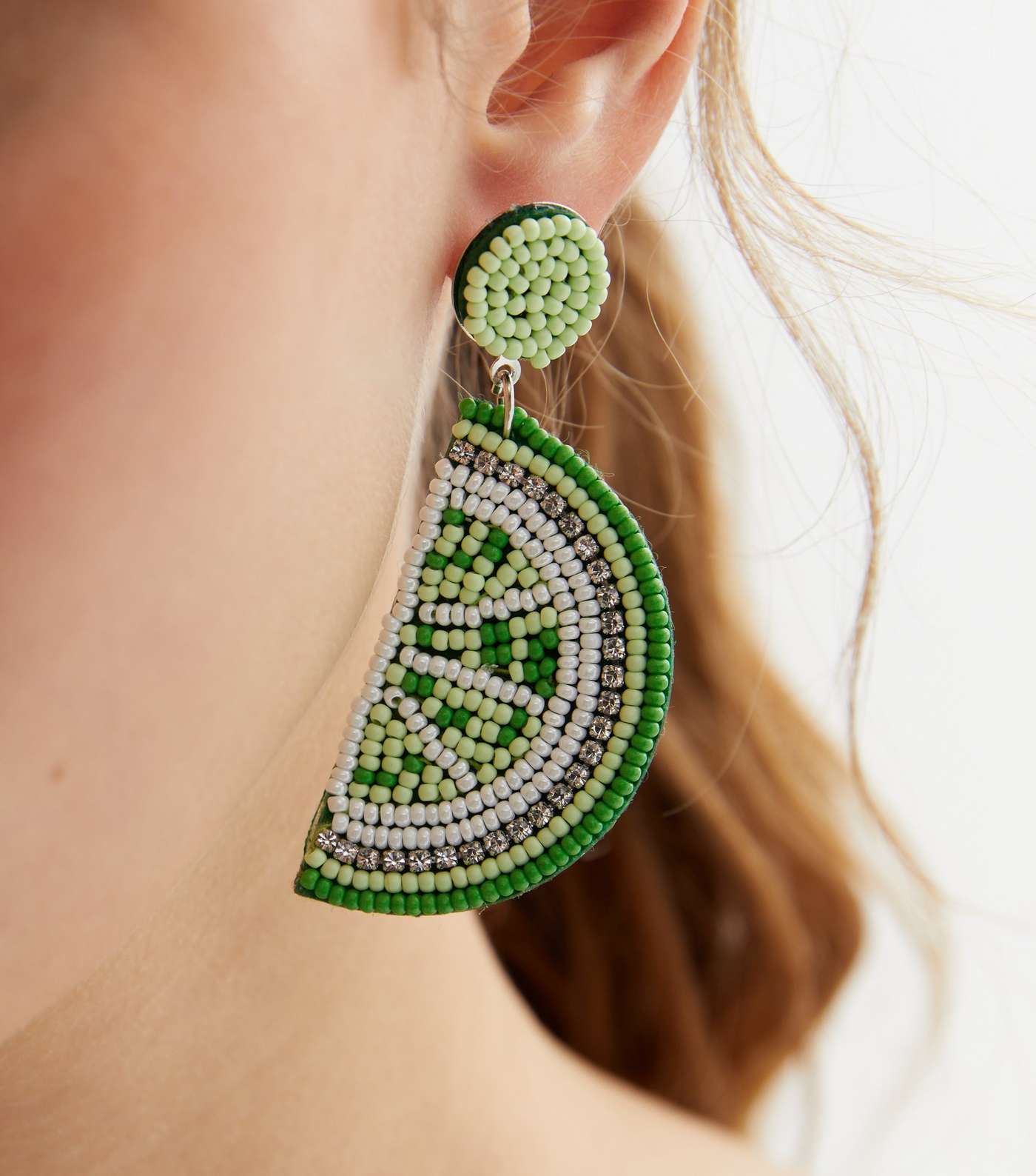 Green Fruit Beaded Earrings