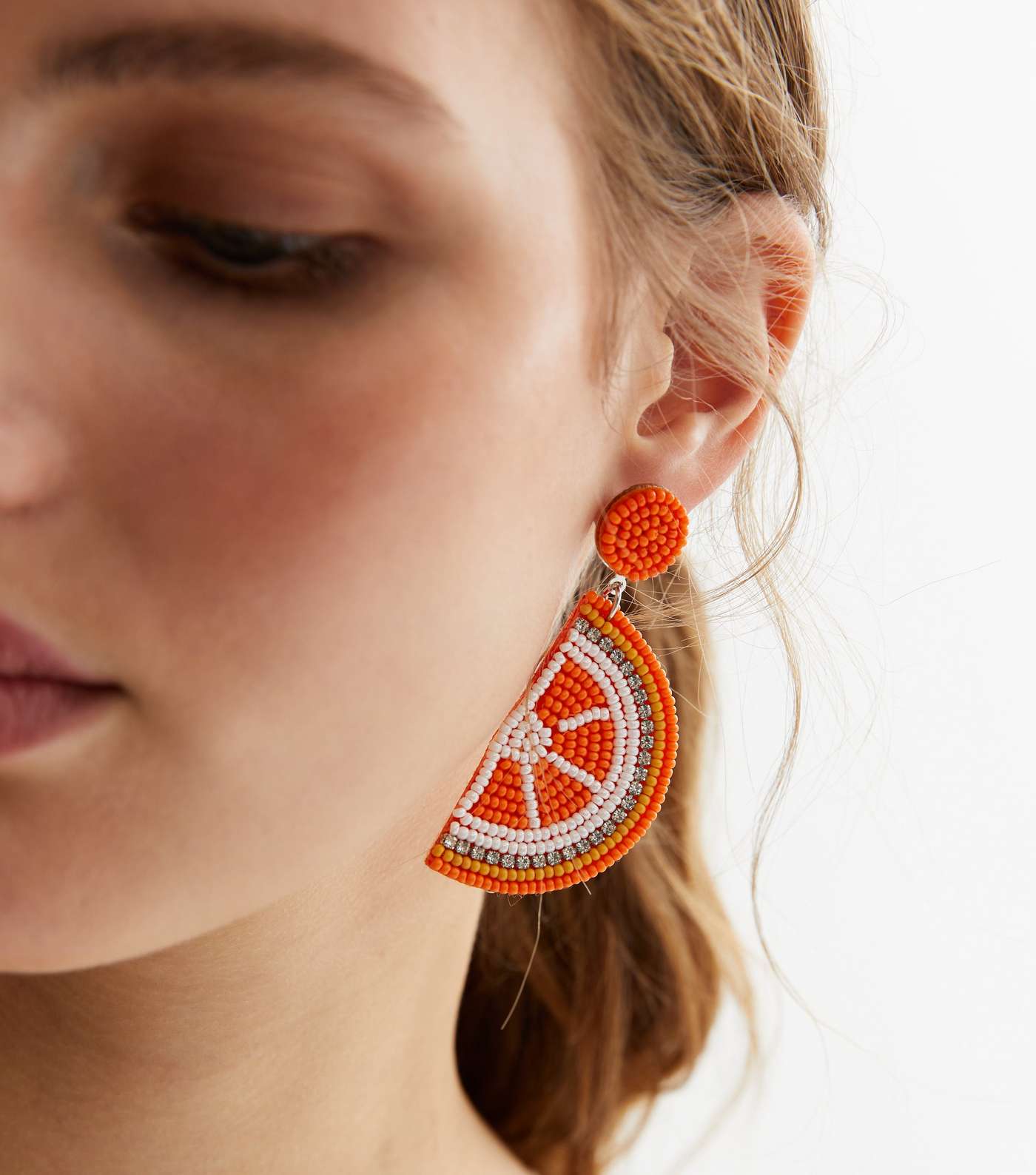 Orange Fruit Beaded Earrings