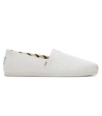 TOMS White Canvas Slip On Trainers