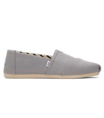 TOMS Pale Grey Canvas Slip On Trainers
