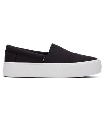 TOMS Black Canvas Chunky Slip On Espadrilles New Look