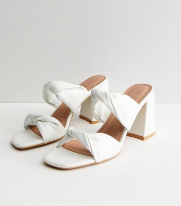 White cheap block mules