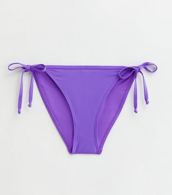 Dark Purple Tie Side Bikini Bottoms New Look