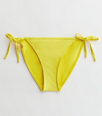 Yellow Tie Side Bikini Bottoms New Look