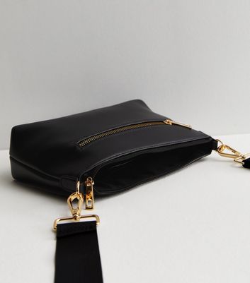 Black LeatherLook Zip Detail Cross Body Bag New Look