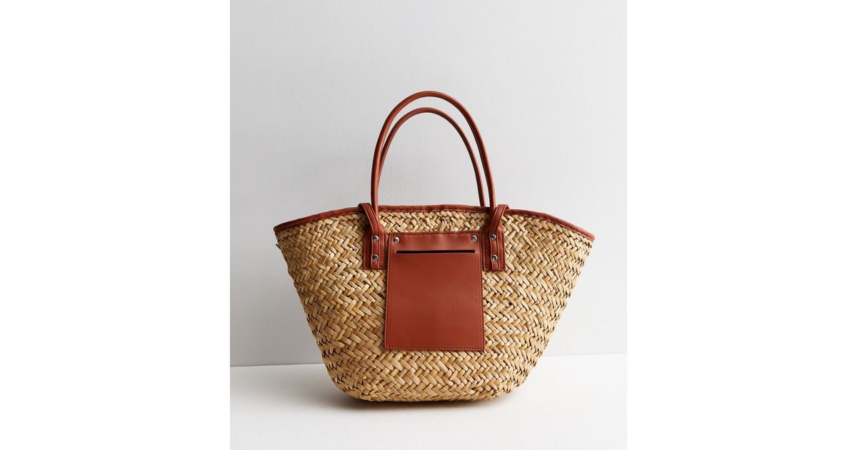 Straw Bucket Tote Bag New Look