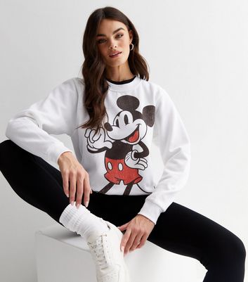 White Mickey Mouse Crew Neck Sweatshirt