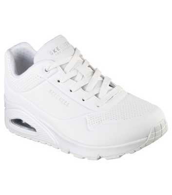 Skechers White Wedge Uno Stand On Air Trainers