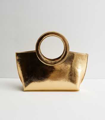 Public Desire Gold Metallic Grab Handle Bag