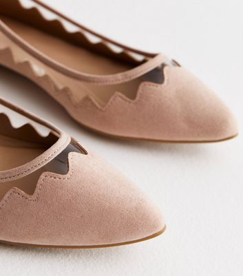 Pale Pink Suedette Pointed Ballet Pumps New Look