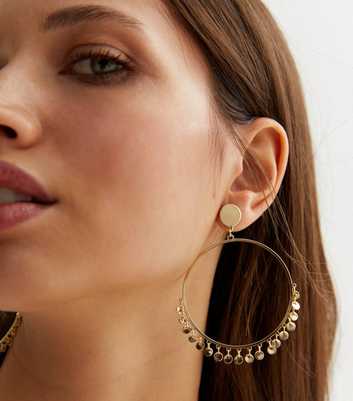 Gold Charm Hoop Earrings