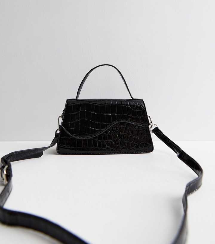 Croc-Embossed Leather Mini Crossbody Bag