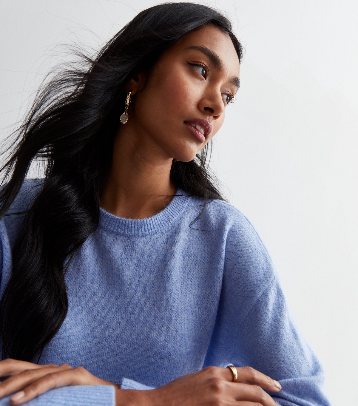 Women's Blue Knit Crew Neck Jumper New Look
