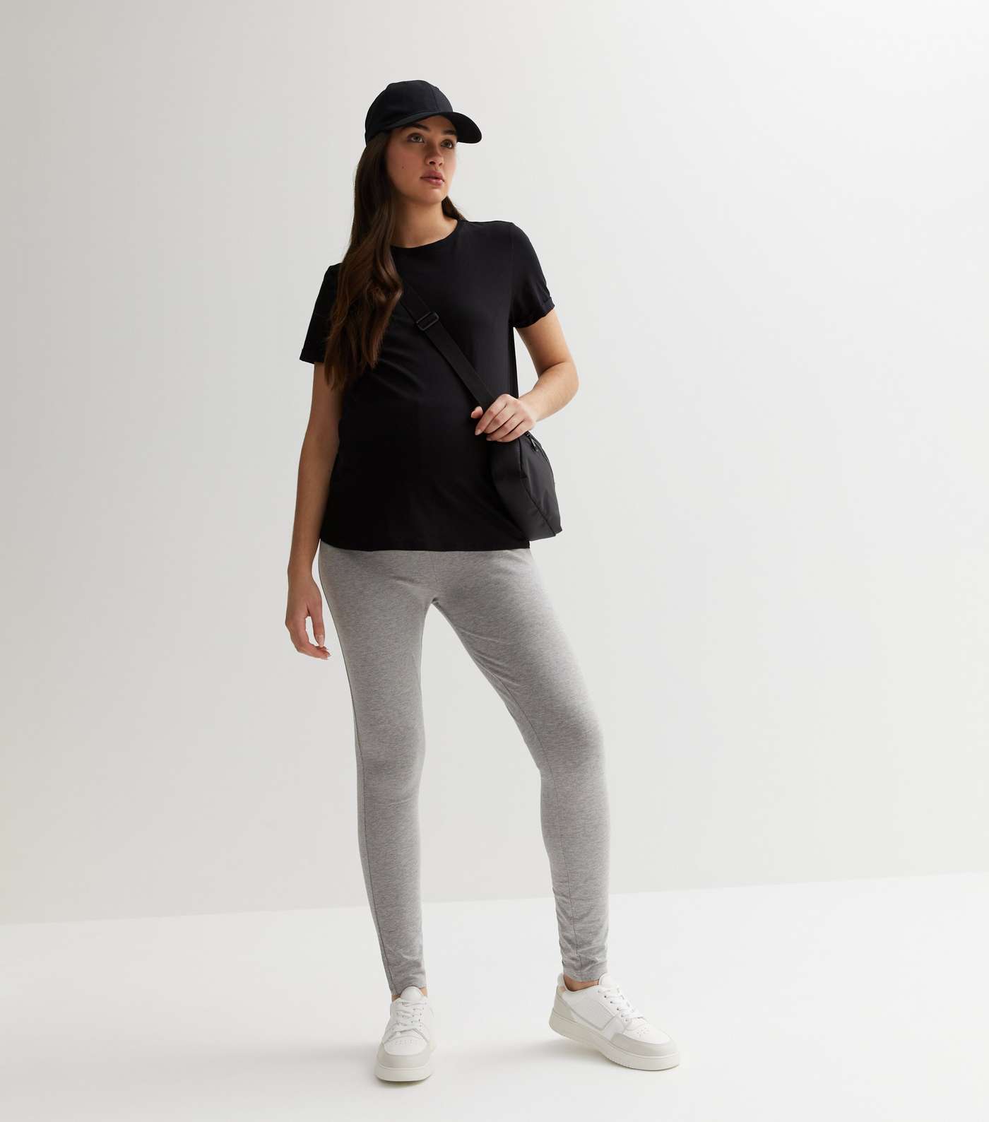 Maternity 2 Pack Black and Grey Jersey Leggings Image 2