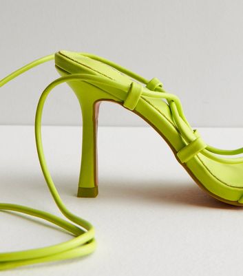 Public Desire Green Tie Strappy Stiletto Heel Sandals New Look