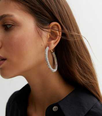 Crystal Diamanté Tube Hoop Earrings