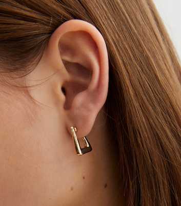 Gold Mini Rectangle Hoop Earrings