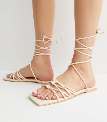 Nude lace hot sale up sandals