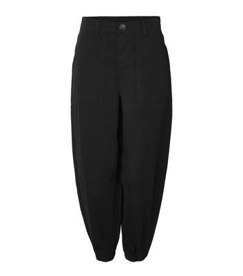 High waisted black cargo hot sale trousers